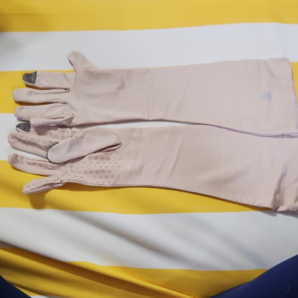 Coolibar Long Pink Sun Protection Gloves with Touchscreen Tips